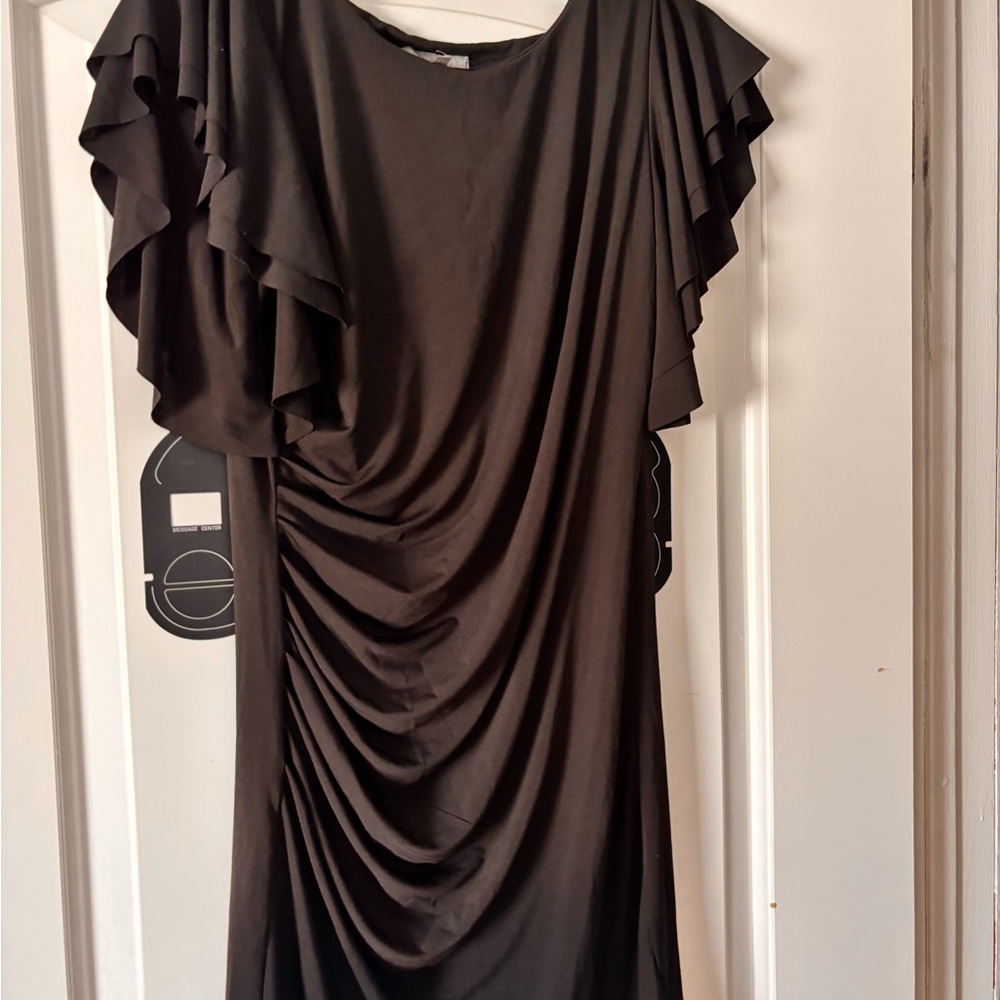 Elegant Black Ruffle Sleeve Dress